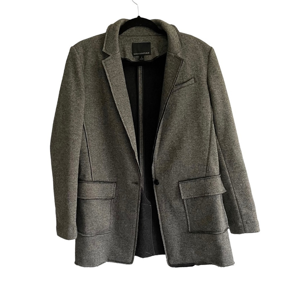 Banana Republic Grey Wool Boyfriend Blazer Size 8